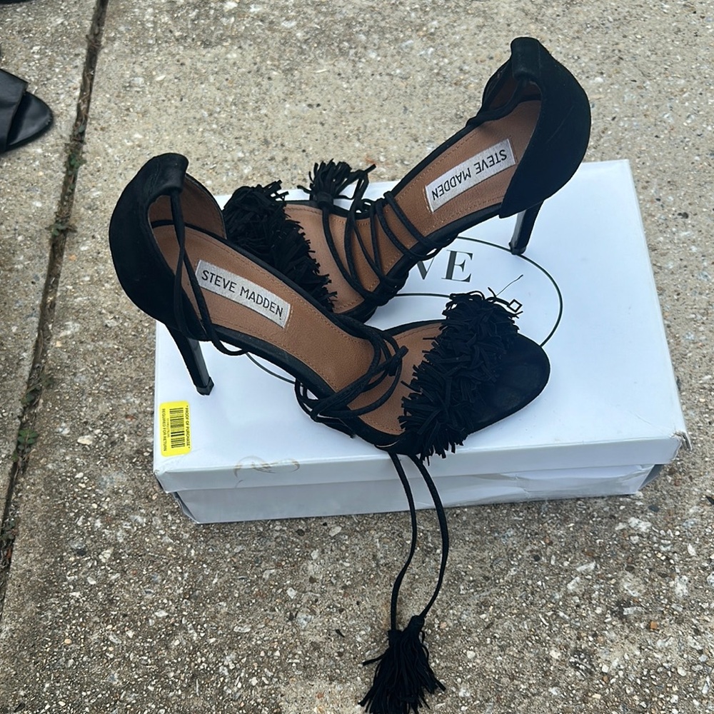 Steve Madden Black Stiletto Heels with Ankle Strap